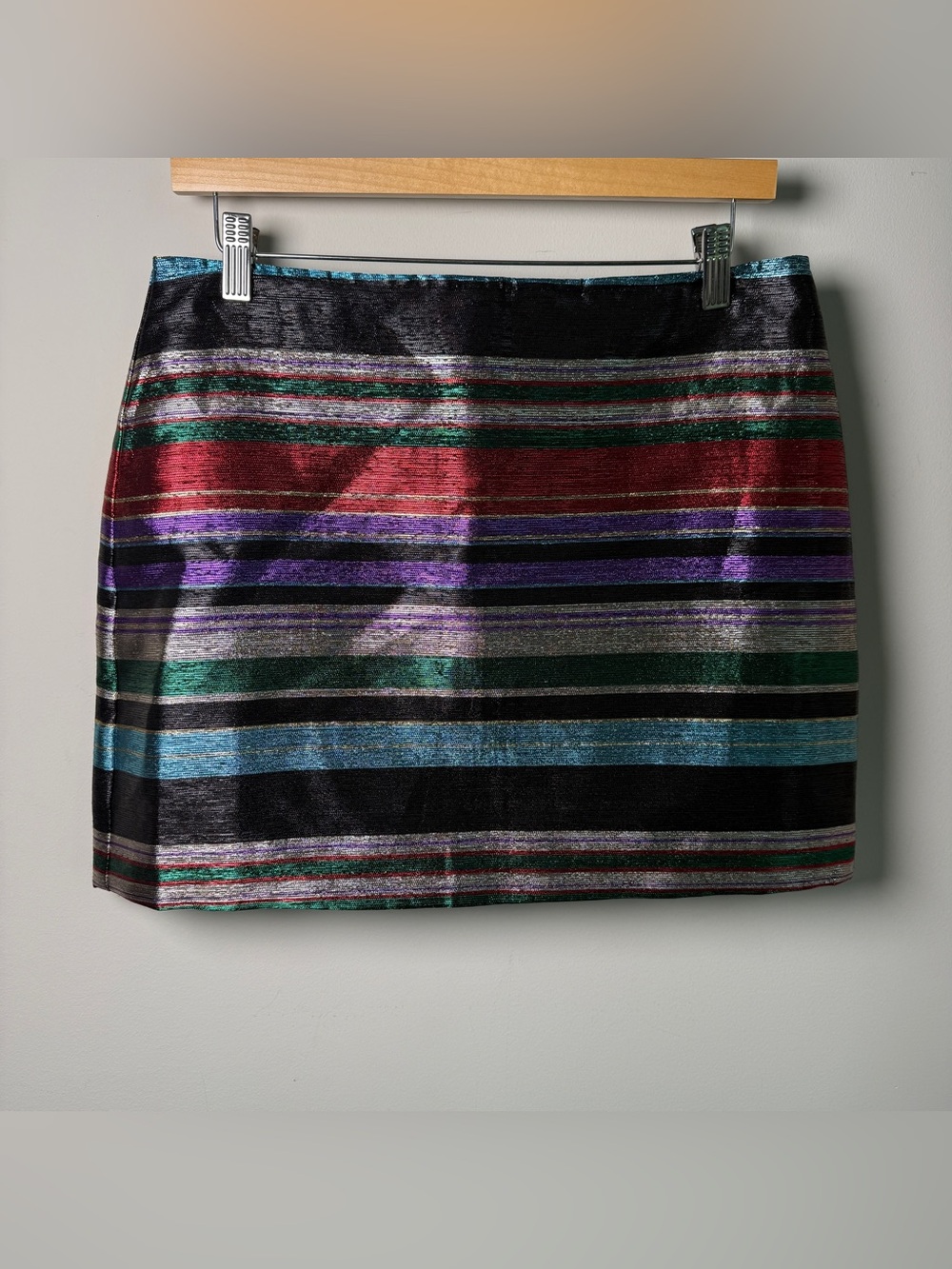 Trina Turk Rico Metallic Stripe Mini Skirt Size 6 NWT | Party Festival Y2K Disco